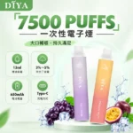 叮啞 DIYA 7500口一次性電子煙 | 13ml大油倉 650mAh Type-C快充 | 1.2Ω網狀芯 15種口味 台灣現貨